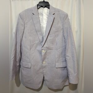Saddlebred White and Navy Seersucker Sport Coat Blazer Jacket Kentucky Derby 42L